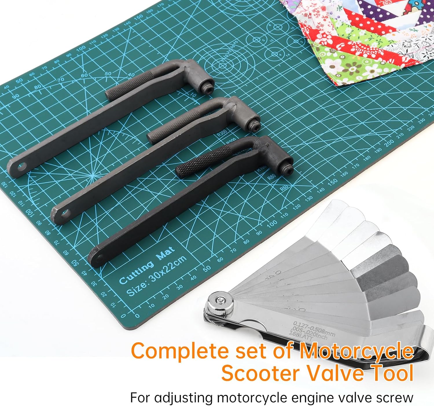 Windance 4pcs Motorcycle Engine Valve Screw Adjustment Tool 8 mm 9 mm 10 mm Hexagonal Hole Valve Engine Screw Spanner Wrench 0.005"-0.020" Offset Feeler Gauge Valve Adjustment Tool Kit