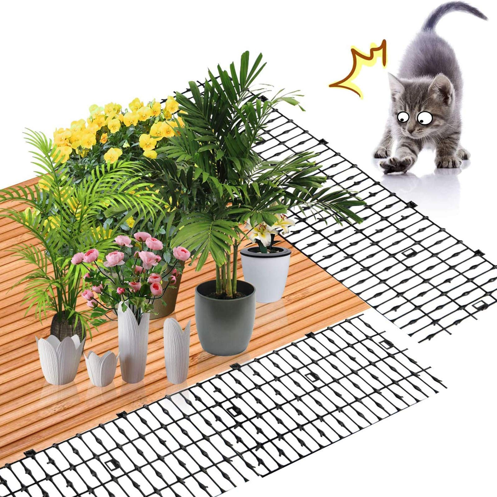 Tapis répulsif pour chats, 2 m, dissuasif de jardin pour chats et chiens, répulsif efficace pour les animaux de compagnie pour une utilisation en extérieur, protection de cour sûre, clôture adaptée