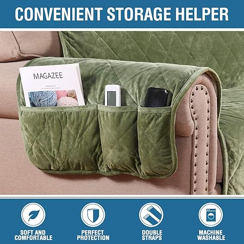 Vista 61 de H.VERSAILTEX Fundas reclinables acolchadas de terciopelo grueso para silla reclinable, funda de sofá reclinable con respaldo antideslizante y correa