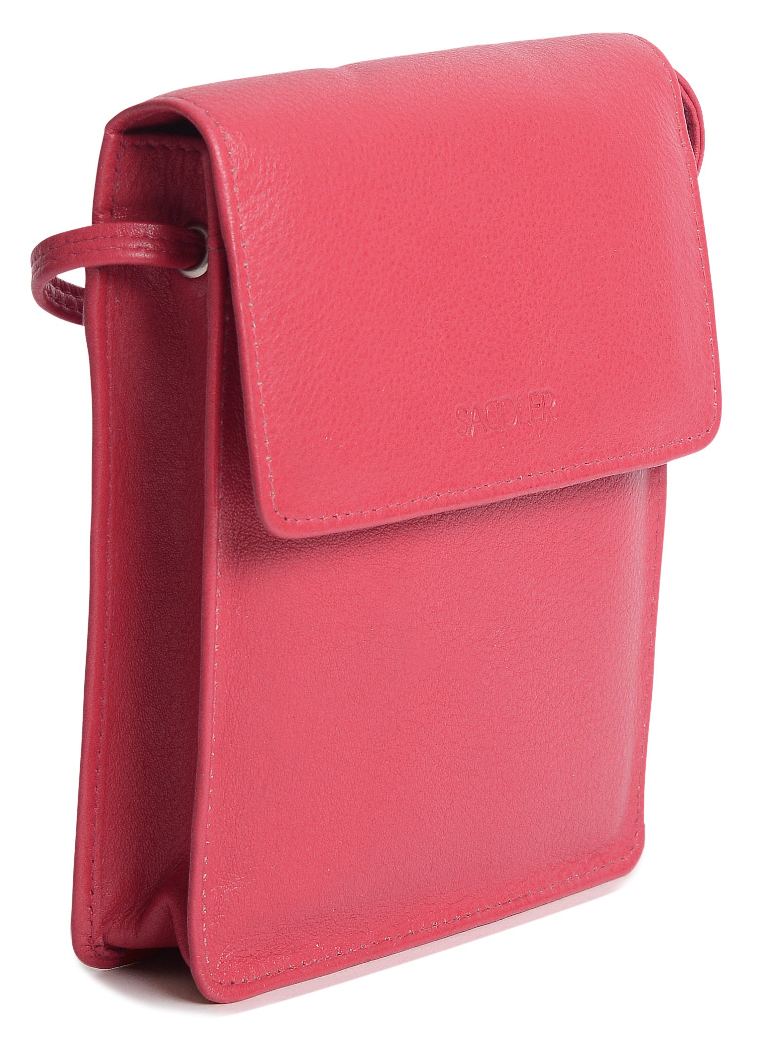 SADDLER Anti-RFID Pochette de Voyage en Cuir pour Passeport Cross Body– Etui pour Cartes - Fuchsia