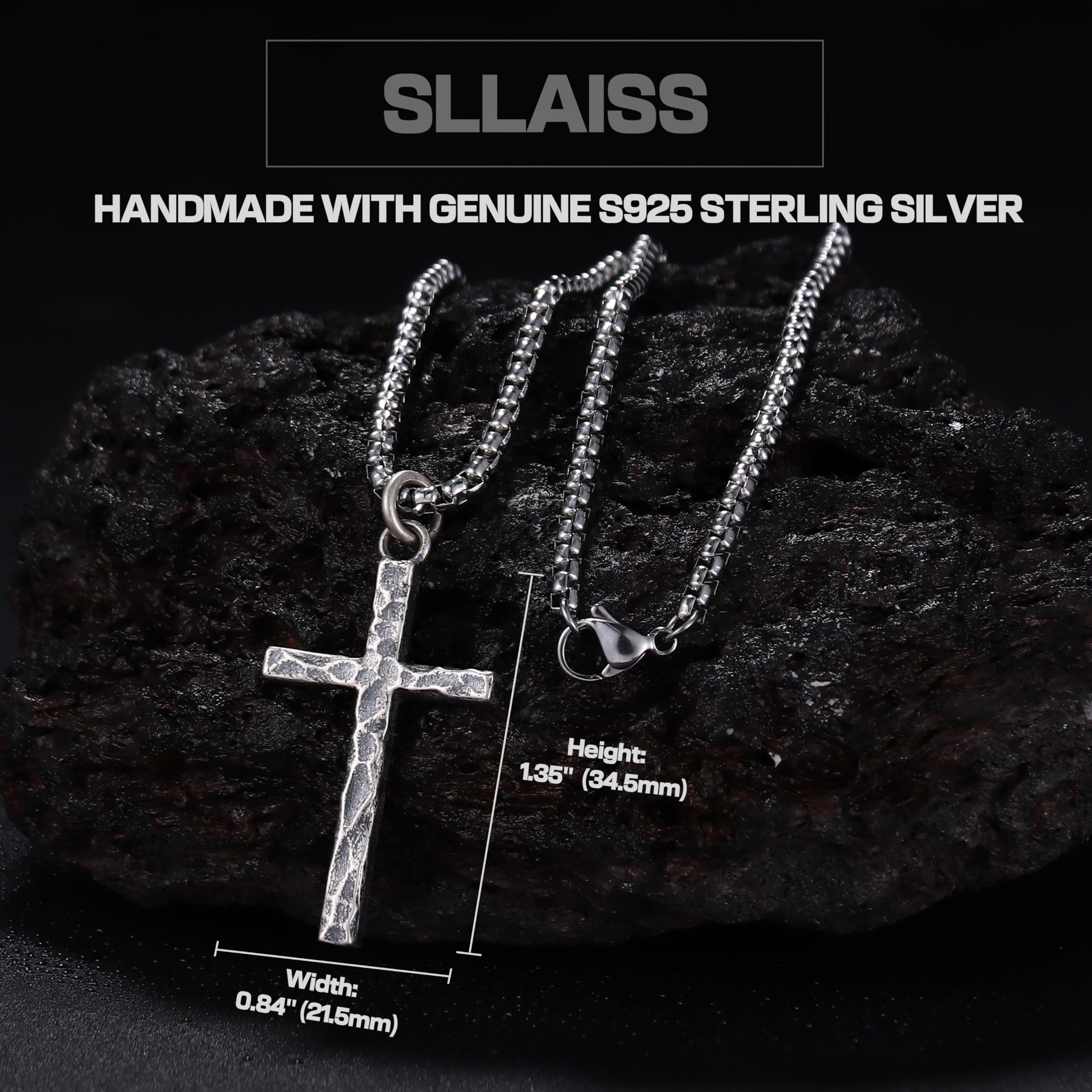 Sllaiss Collar Cruz Plata de Ley 925 con Cadena Acero Inoxidable 316L