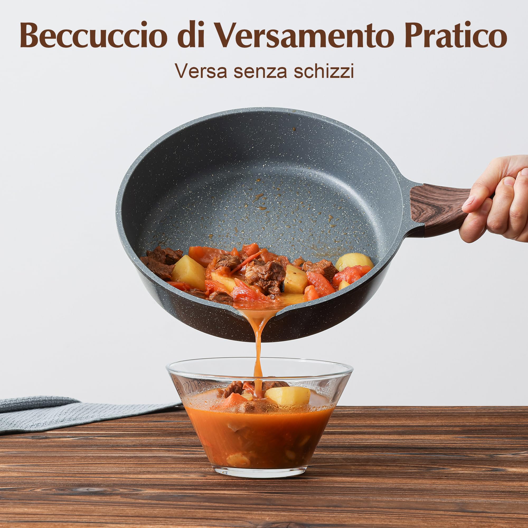 SENSARTE Padella Antiaderente Compatibile con Induzione, 26 cm Grigio