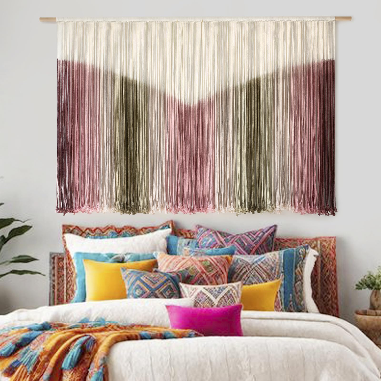 Macrame Wall Hanging Large Scale Tie Dye Yarn Wall Art Home Decor 57"W*35"L