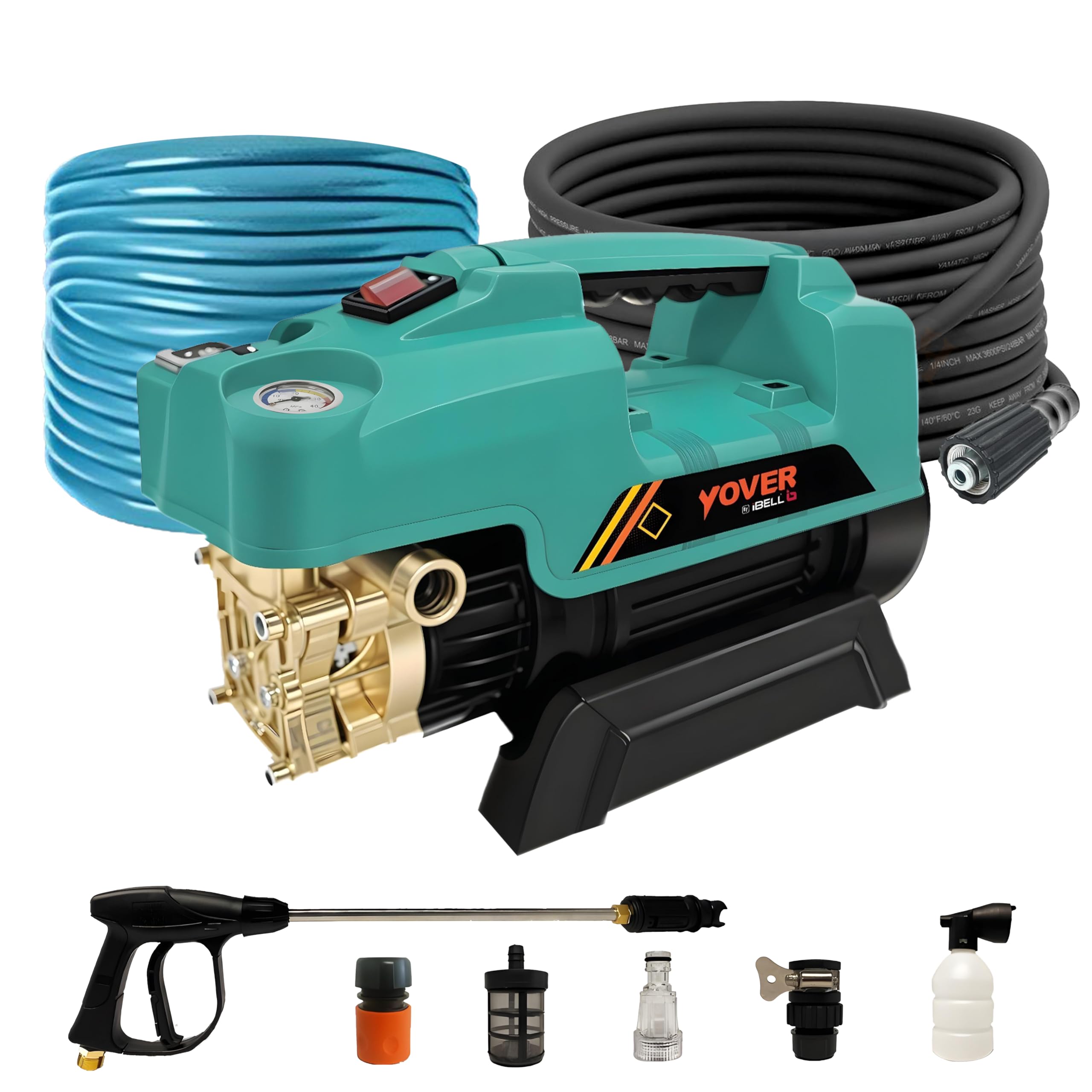 IBELL YO2100 High Pressure Car Washer for Home & Bike Cleaning, 2100W Induction Motor, 150 Bar, 7.5 L/min Flow, Portable Pressure Washer with 8M Hose & Spray Gun-image-18