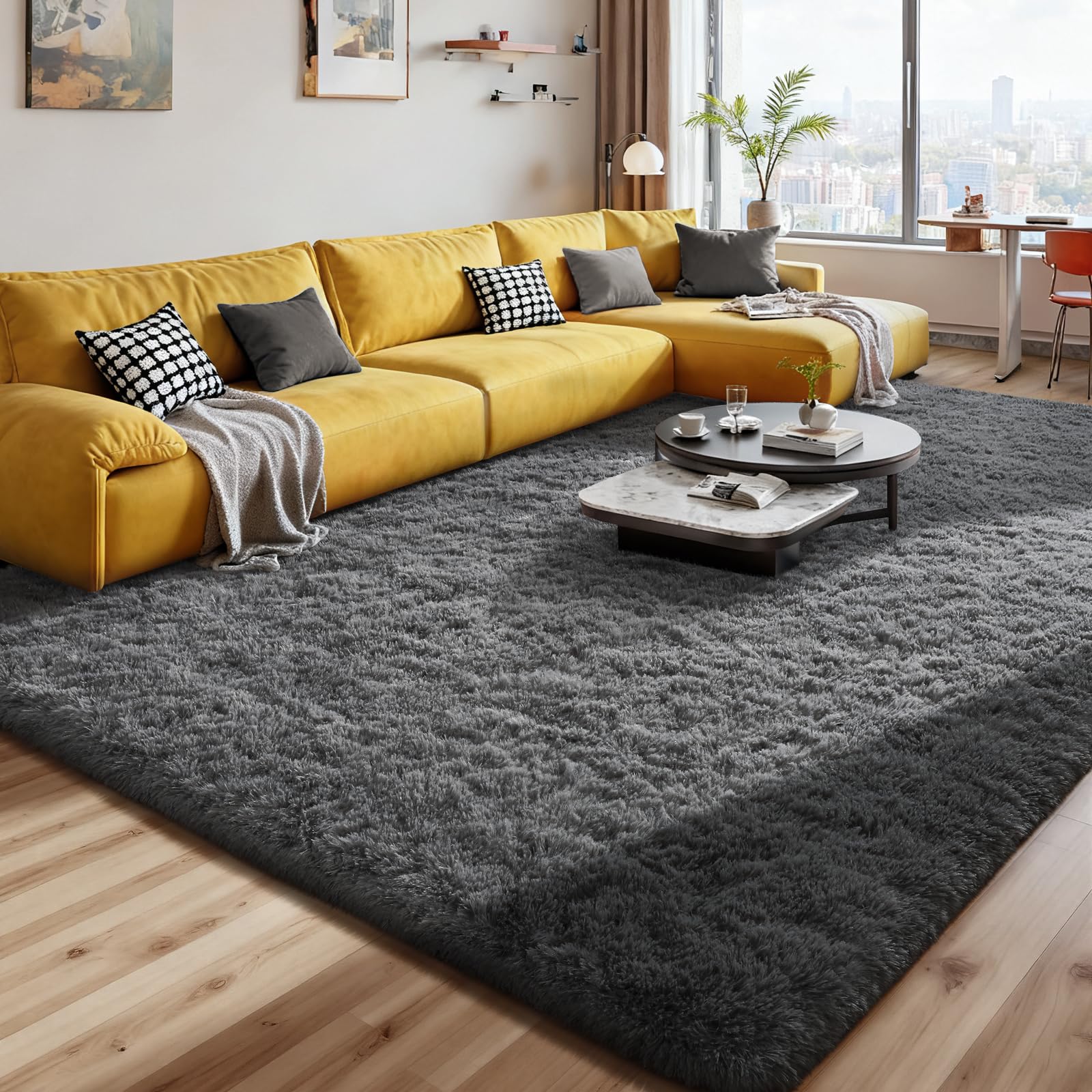 Soft Fluffy Shag Area Rug 5x7 Feet Plush Furry Non-Shedding Carpet for Bedroom Living Room Nursery Kids Girls