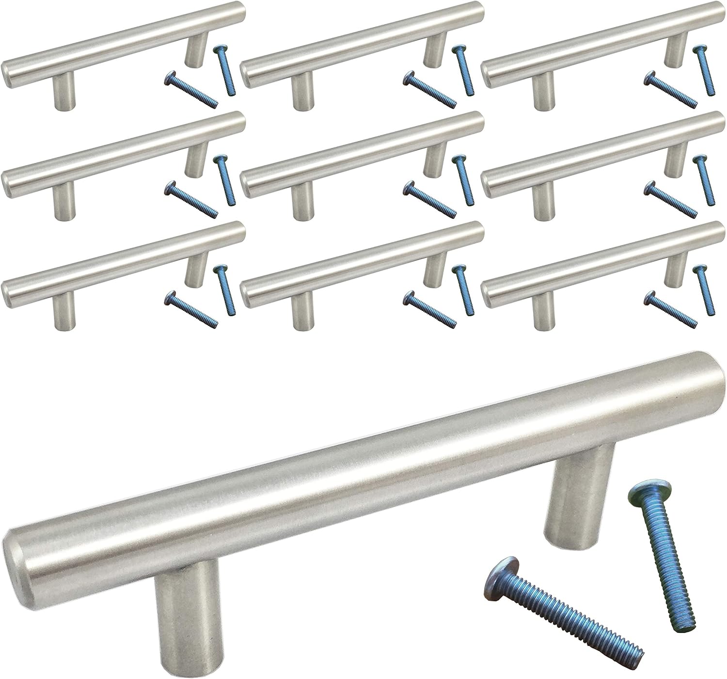 Stainless Steel (10 Pack, L: 5 Inch CC: 3 Inch) Swiss Kelly Hardware Kitchen Cabinet Handles Drawer Pulls