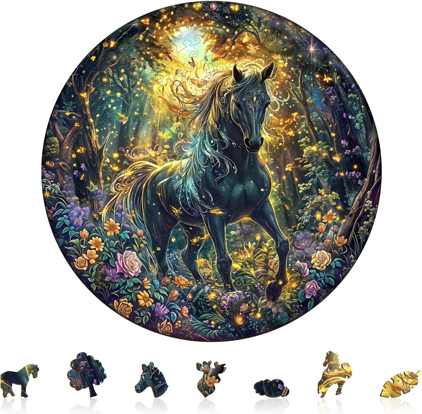 Forest Horse 270 Pieces Puzzles Adults Gifts Wooden 13.4 * 13.4in