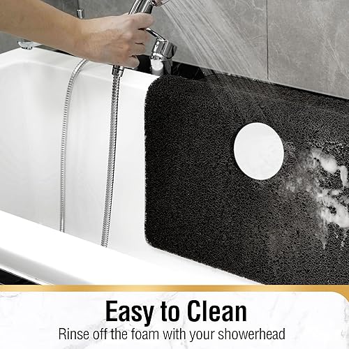 Miniatura 27 de HITSLAM Tapete de ducha cuadrado, tapete de baño antideslizante de 24 x 24 pulgadas para bañera, tapete de bañera de PVC suave con agujeros