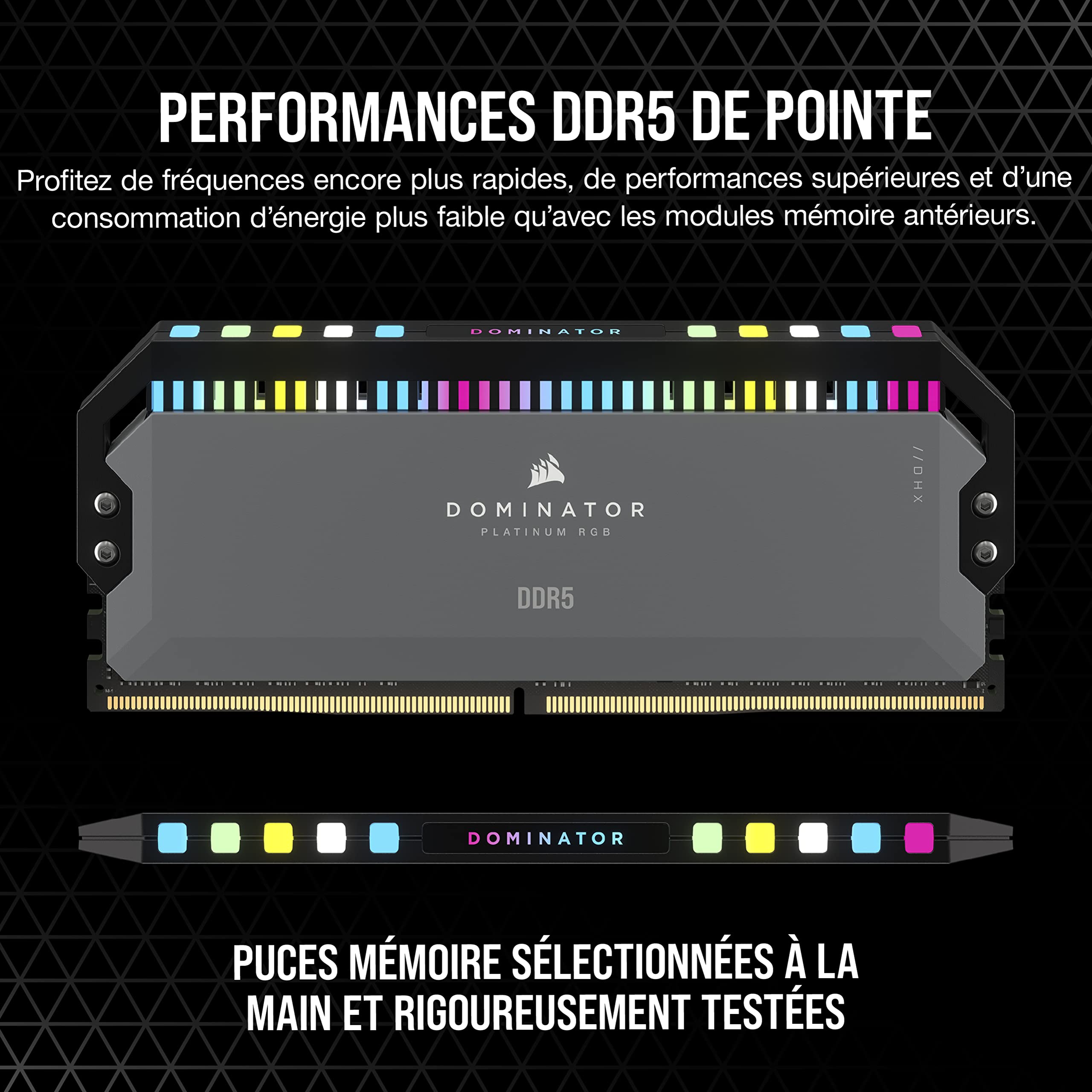 CORSAIR Dominator Platinum RGB DDR5 RAM 32Go (2x16Go) 5200MHz CL40 AMD Expo Compatible iCUE Mémoire d'Ordinateur - Gris (CMT32GX5M2B5200Z40)