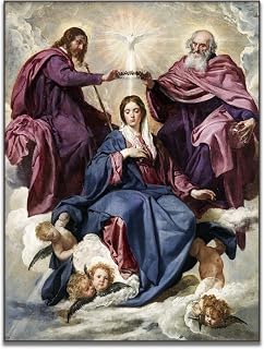 Diego VeláZquez Coronation of The Virgin Poster Religious Culture Canvas Wall Art Master Oil Painting Print Modern Home Decor Suitable for Living Room Office Wall Decor Unframed(12x16in/30x40cm)…