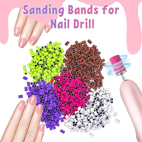 Miniatura 7 de 100 bandas de lijado de uñas para taladro de uñas de grano 240, bandas de lijado de uñas de grano fino para taladro de uñas con broca de lijado de