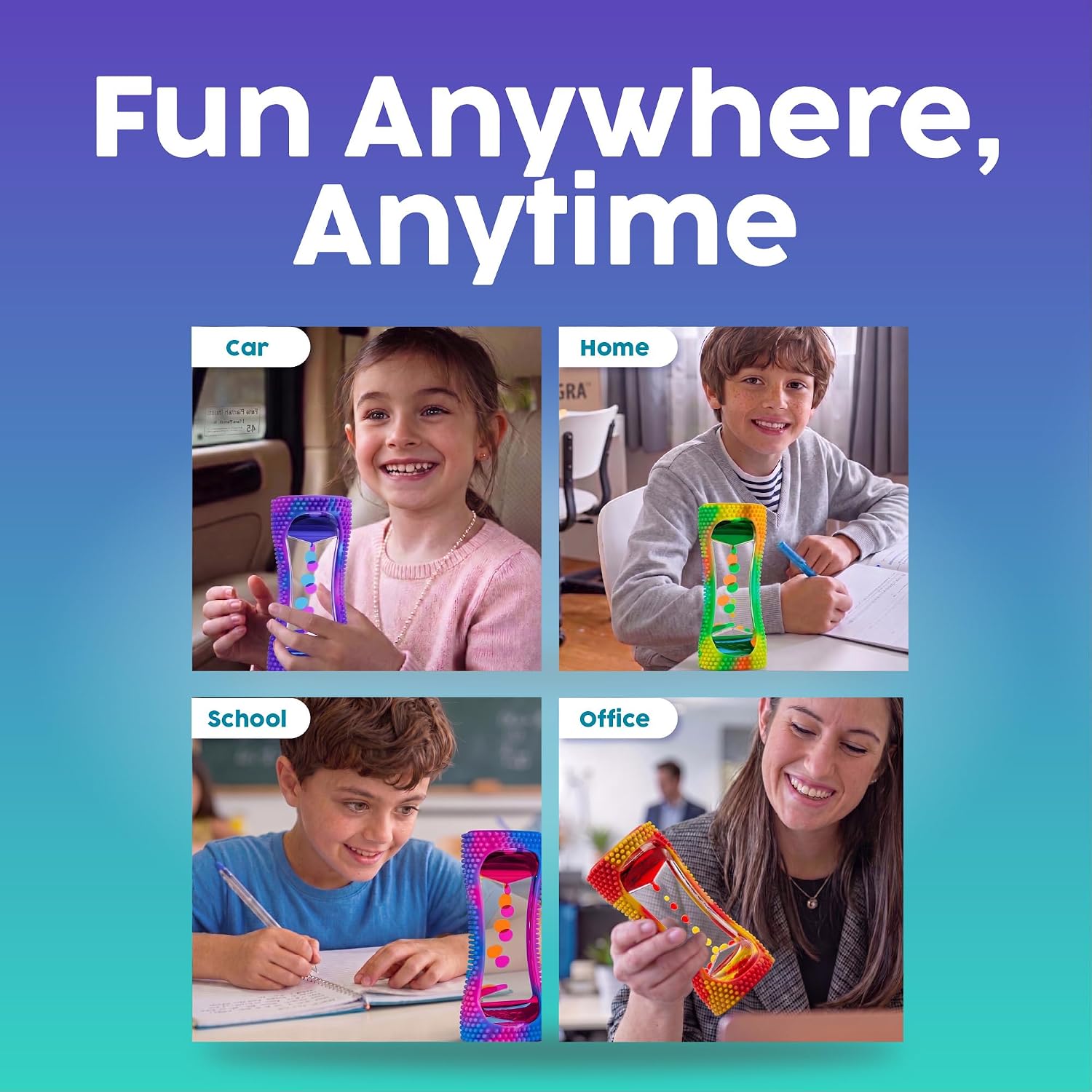 BUNMO Liquid Motion Bubbler Sensory Toy for Kids & Adults Rainbow 5pk – Gentle Fidget Toy for Mindfulness – Stimulating Visual Sensory Experience – Colorful Bubble Fidget Timer for Desk & Travel