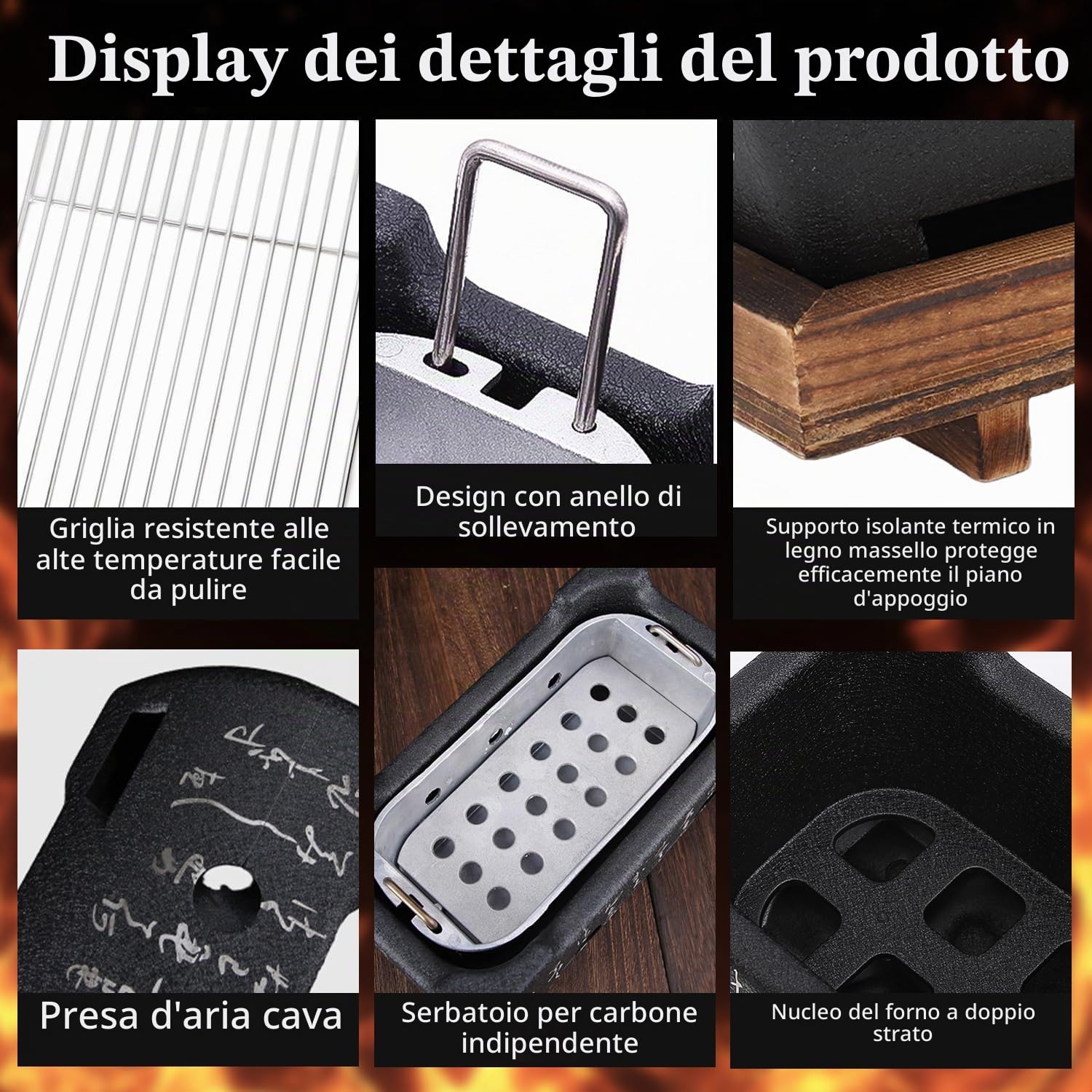Tissting Barbecue Stove Stile Giapponese BBQ Grill Camping Stove,36x18x13cm | Contenitore di Combustibile Base con Piatto Portatile Stufa a Carbone per Casa Strumenti Barbecue
