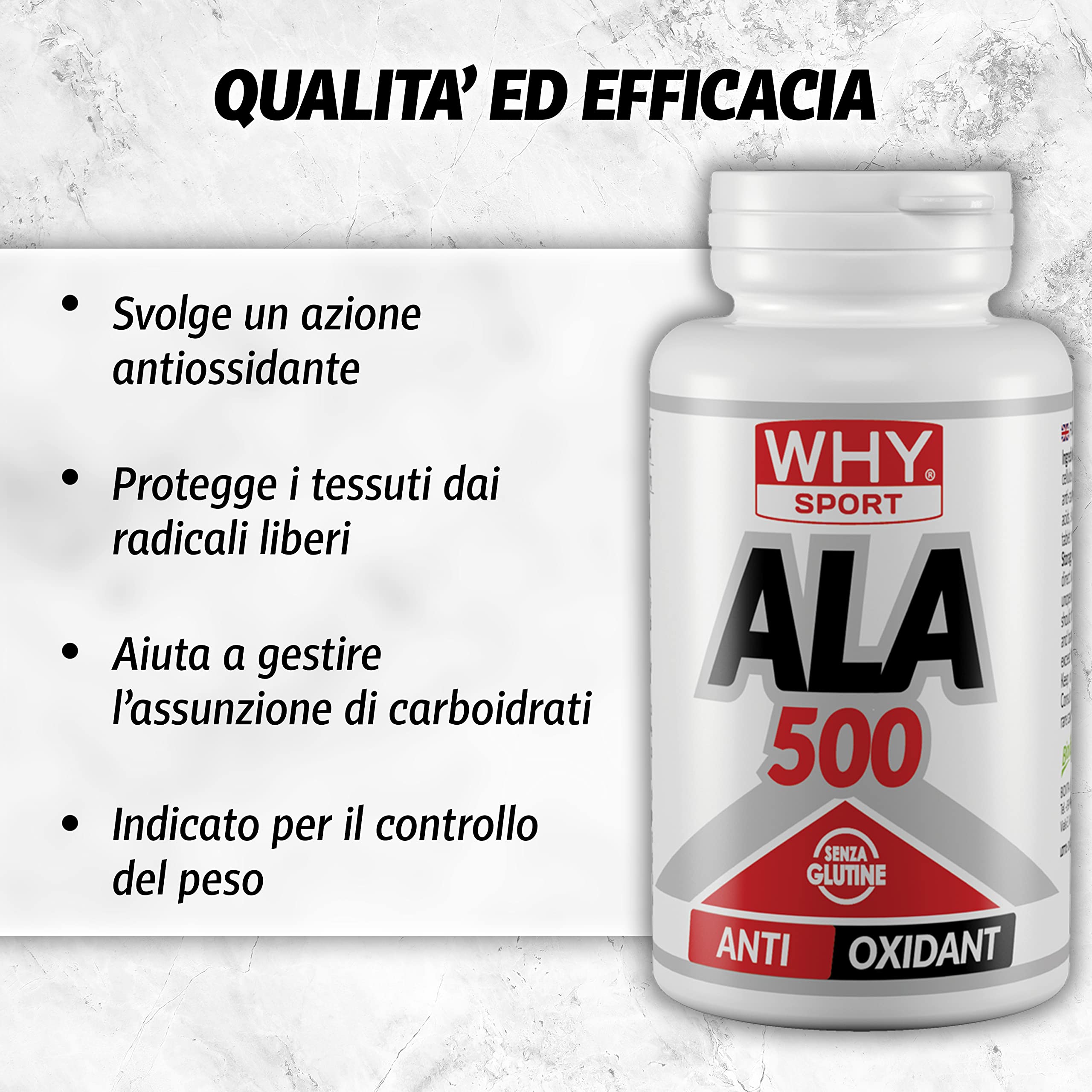 WHY SPORT ALA 500 - Acido Alfa Lipoico - Integratore a Base di Acido Lipoico - Antiossidante - 60 Compresse