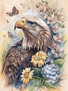 Amazon | 11CT鷲と花diyクロスステッチ図案印刷ファンタジー動物DIY