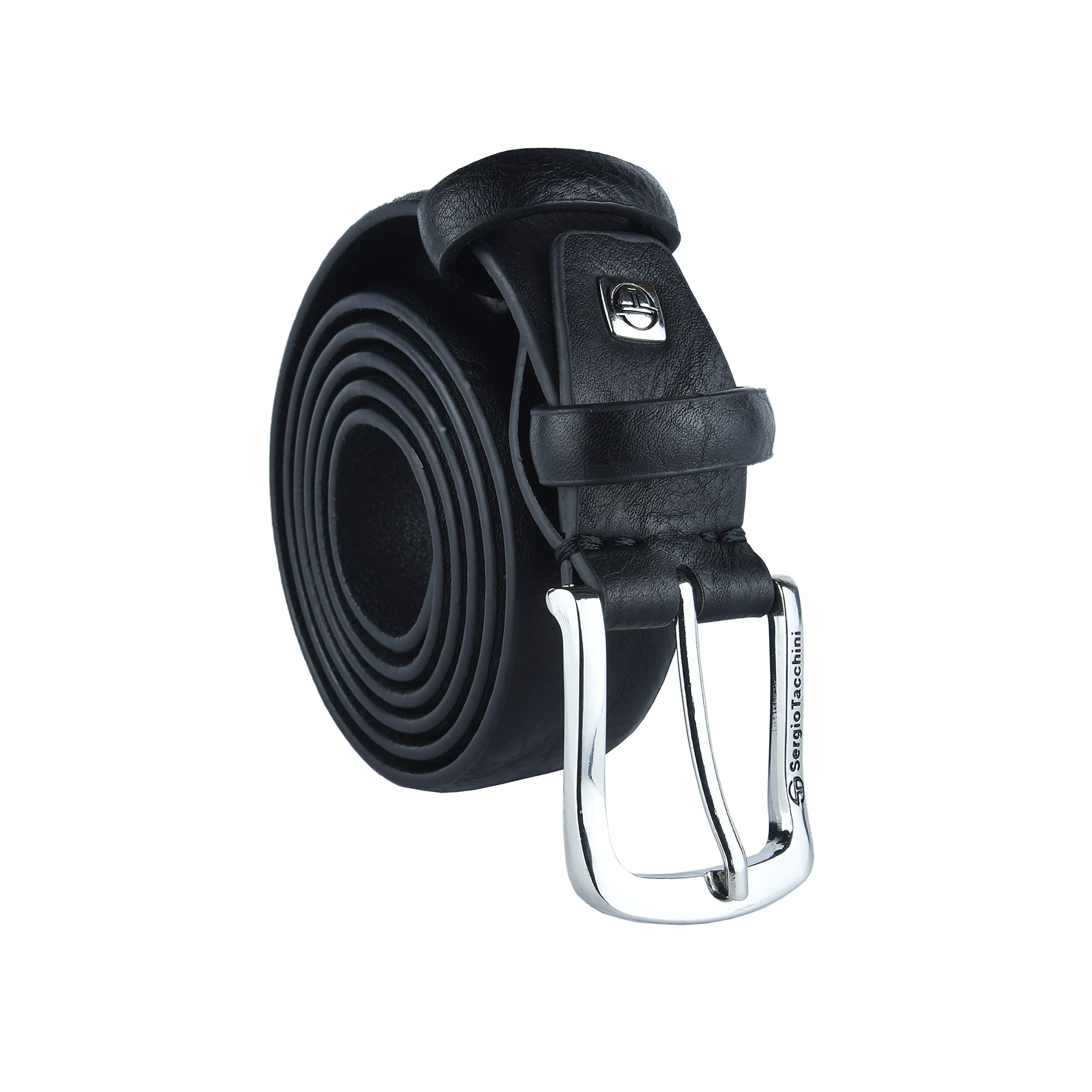 Sergio Tacchini Men's Black (696) 3.5 Cm Belt Exterior Pu Leather Interior, Nickel-Free Buckle