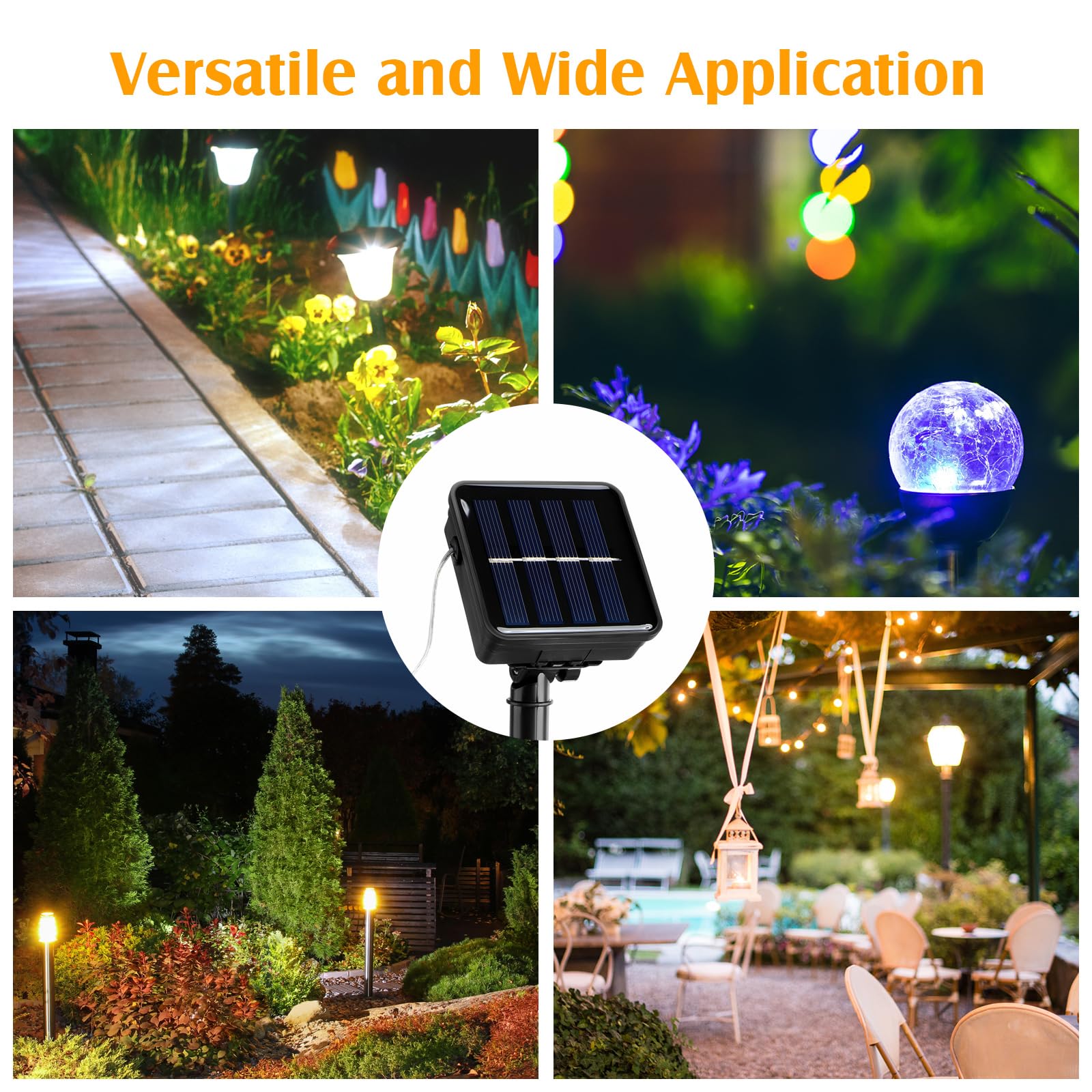 Tellegloww Juego de 6 paneles solares de repuesto de 1.2 V 600 mA para luces solares con cable de alimentación de 6.5 pies, panel solar impermeable para luces al aire libre, luces solares de flores,
