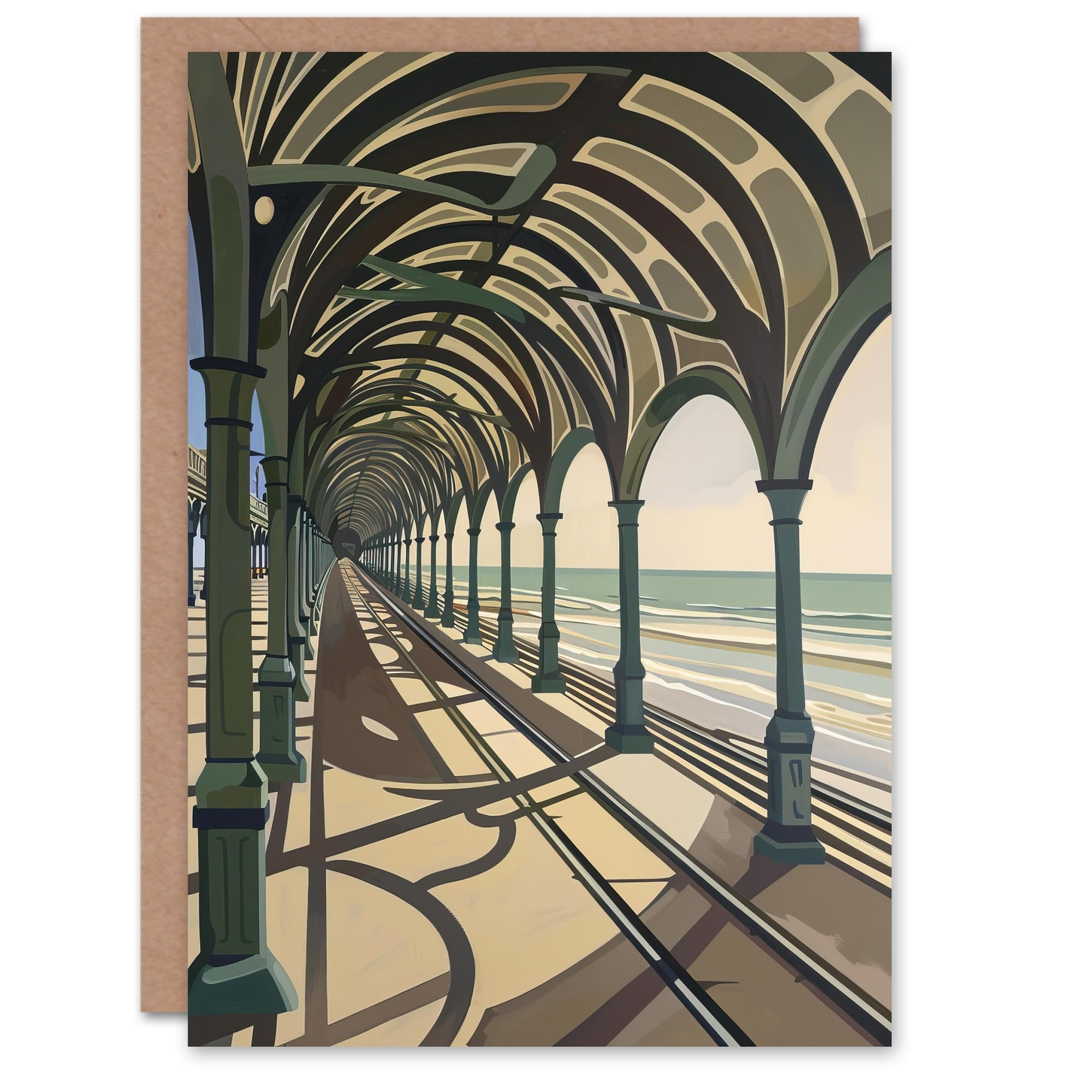 Artery8 Greeting Card Victorian Pier Blackpool England UK Seaside Blank For Him Or Her Art Birthday Card