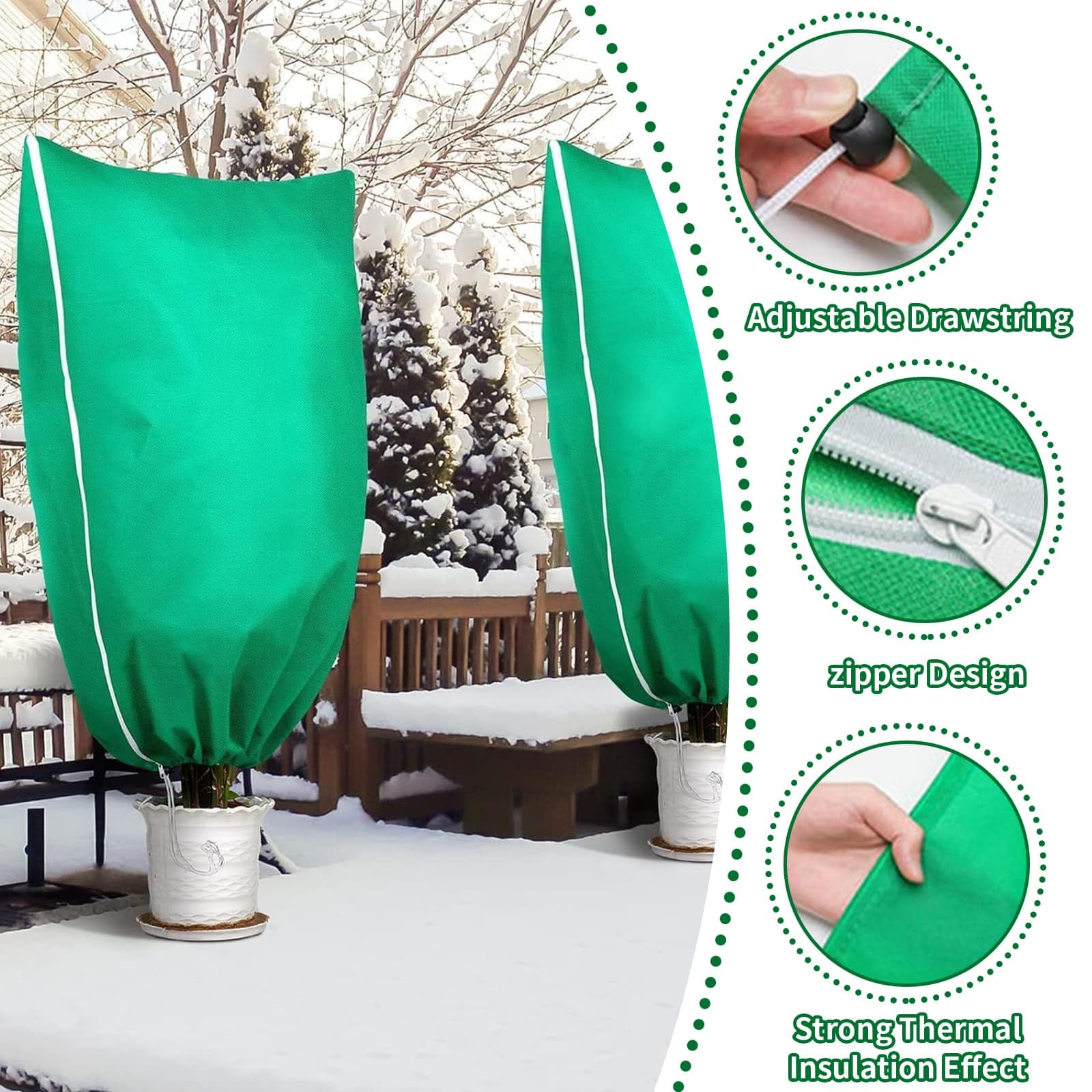 Eidoct 3 Packs Plant Covers Freeze Protection, Large Size 80 X 120cm Freeze Protection Tree Covers Bags Blankets - Image 4