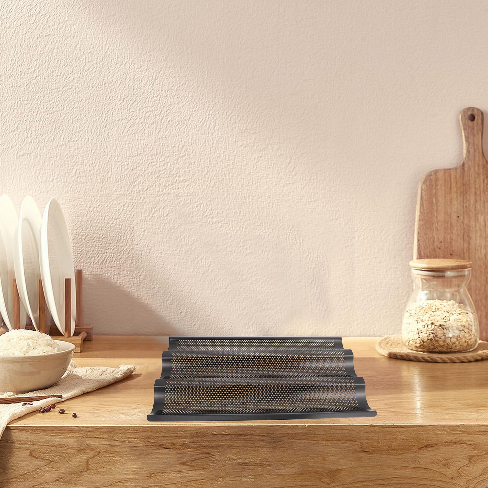 Nonstick French Bread Baking Pan aus Edelstahl Baguetteform mit Schneller Wärmeleitung und Lebensmittelechter Beschichtung für Gleichmäßiges Backen zu Hause