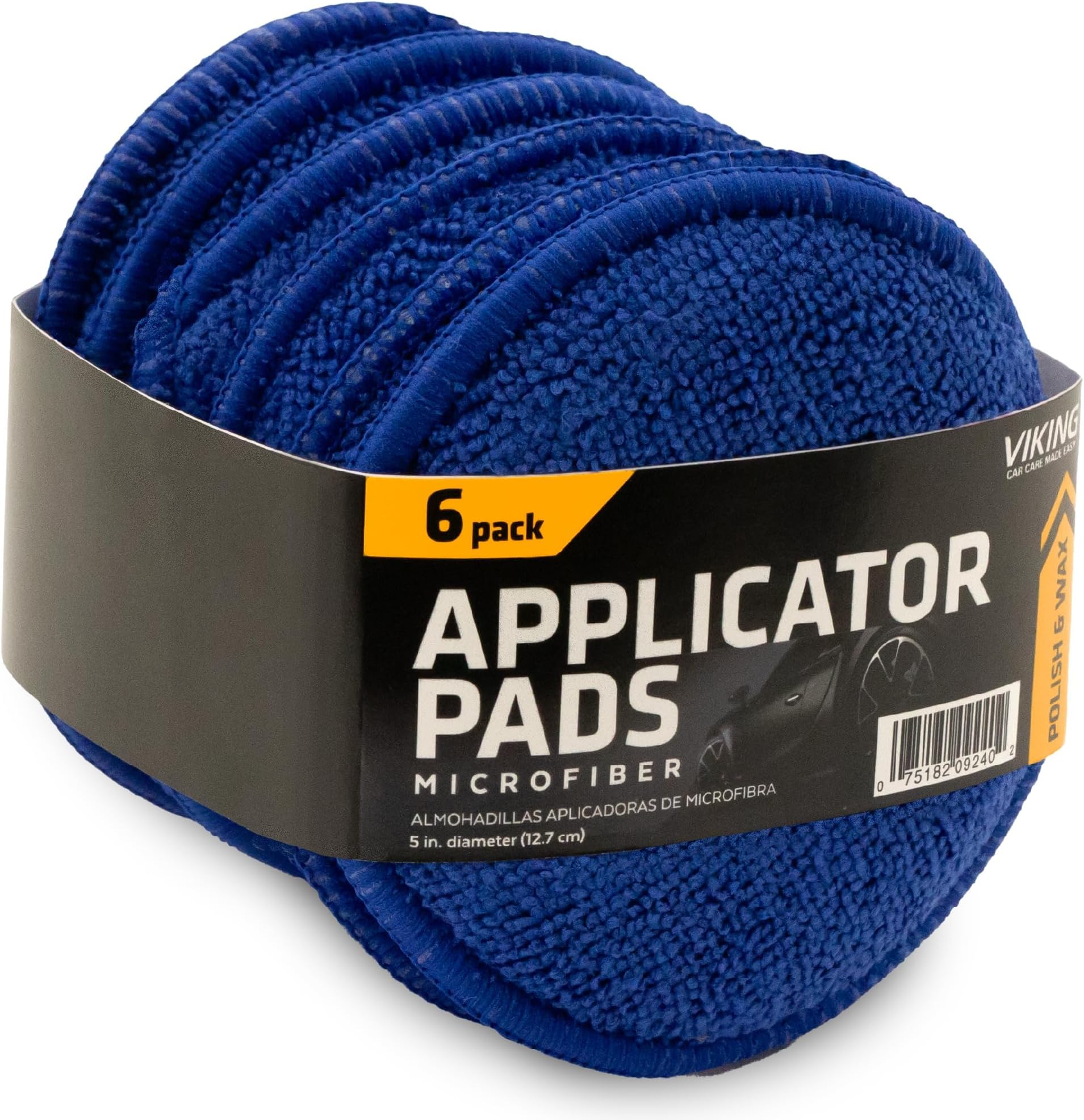 VIKING924001 Microfiber Applicator and Cleaning Pads - 5 Inch Diameter, Royal Blue, 6 Pack