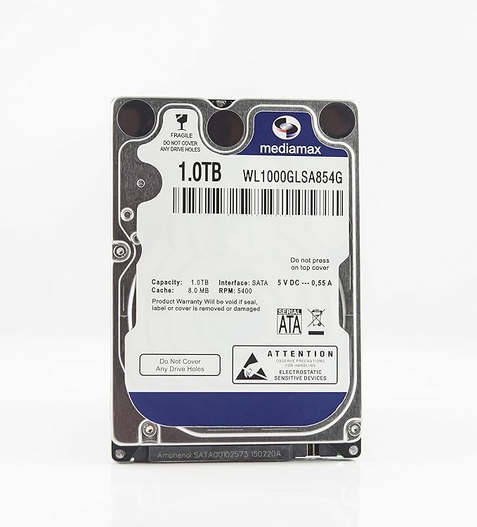 MediaMax 1TB Internal Hard Drive 2.5 Inch 7 mm HDD SATA III 64 MB Cache
