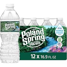 Poland Spring Brand 100% Natural Spring Water, plastic bottles,16.9 Fl Oz (Pack of 12)