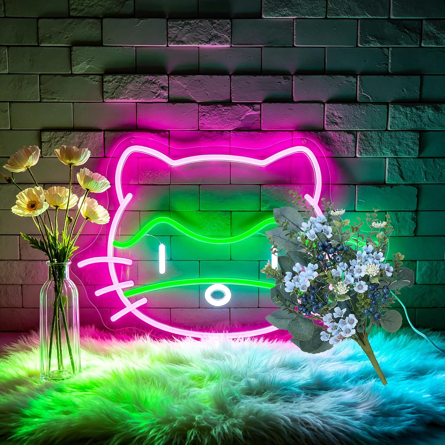 Neon Sign, FPLL Dimmable Neon Signs for Wall Decor, Cute Pink LED Light up Cat Signs for Man Cave, Bedroom, Party, Game Room & Home Decor, Led Sign USB Power