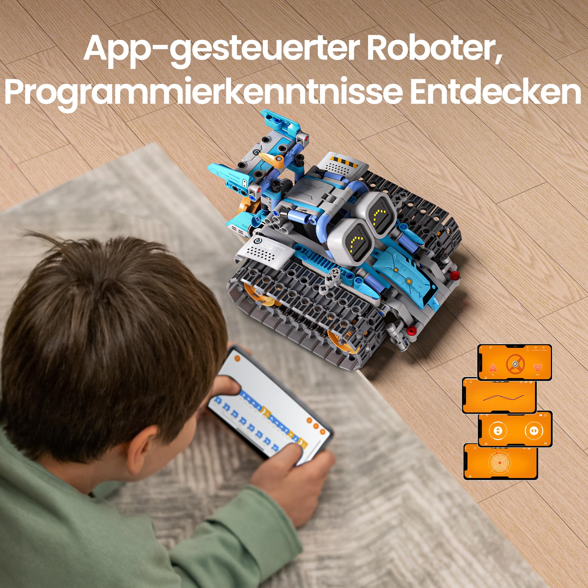 Sillbird 5-in-1 STEM Roboter Baukasten für Kinder, App-Fernsteuerung & Programmierbares Engineering Bauspielzeug, Kreatives Geschenk für Jungen und Mädchen ab 8+ Jahren