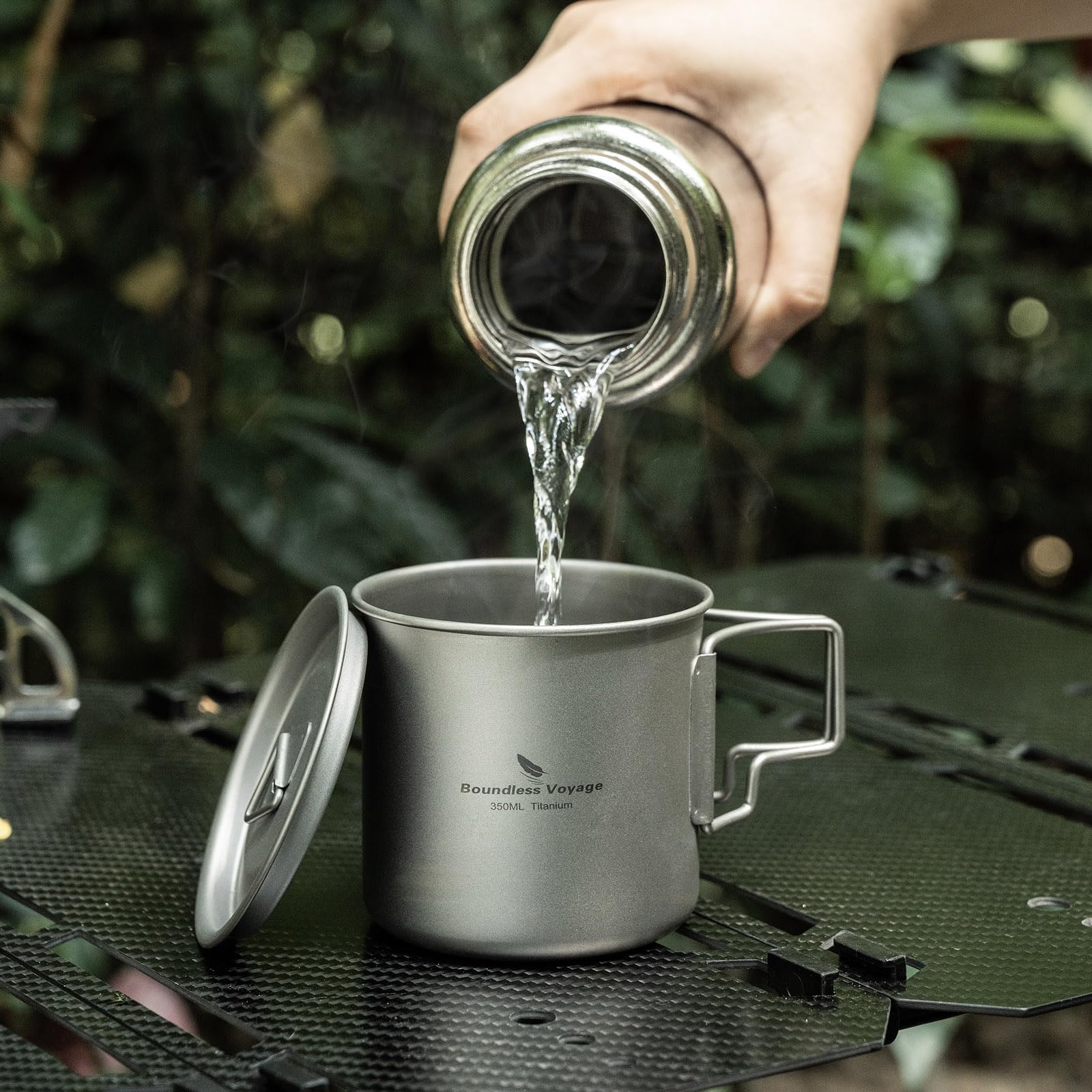Boundless Voyage Ti3058D-350ml - Tazza da campeggio in titanio a strato singolo, per tè e caffè, ultraleggera, per viaggi all'aperto, 220 ml, 350 ml, 500 ml