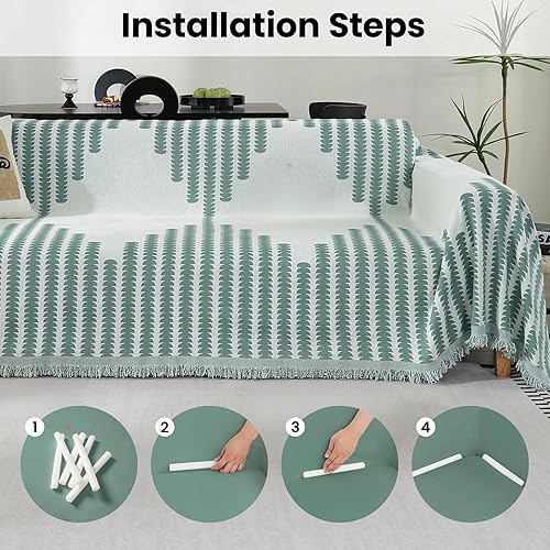 Miniatura 5 de Funda antideslizante de jacquard con borlas, funda grande para sofá de 3 plazas, protector de muebles contra arañazos y gatos, lavable y resistente