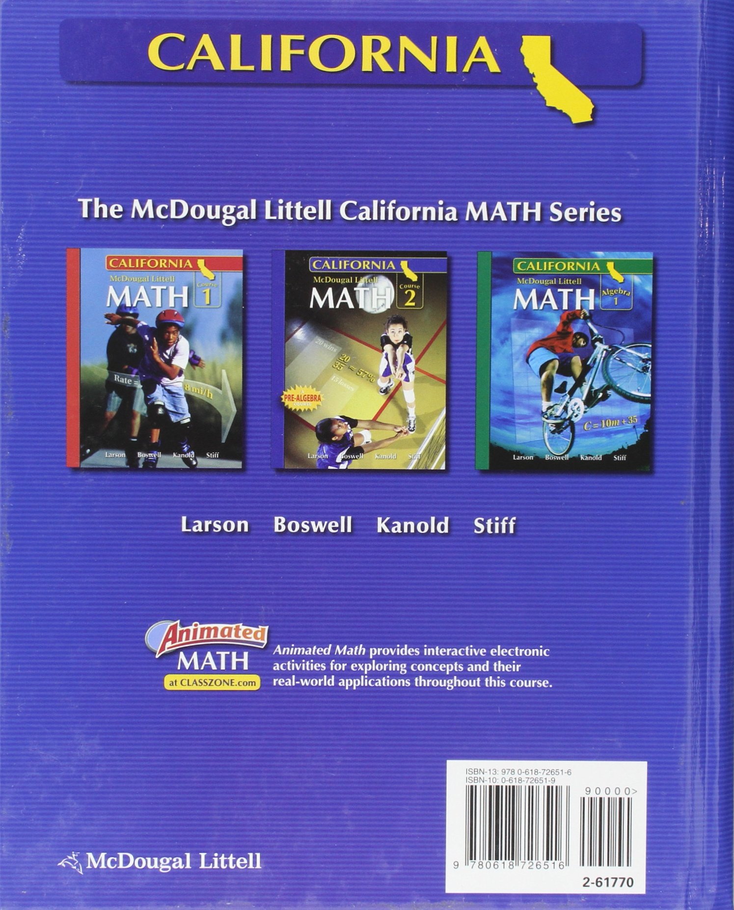Math, Grade 7 Course 2: Mcdougal Littell Middle School Math California (Mid Sch Math 08/10)