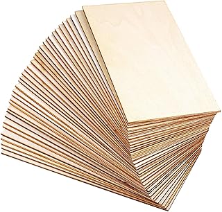 Cliths DIY शिल्प चित्रकारी, क्रिसमस के गहने और घर की सजावट के लिए 36 पैक खाली लकड़ी की चादरें 3 x 5 सेमी आयत अधूरा लकड़ी के टुकड़े