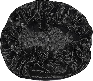 Boné de dormir de seda boné de cetim boné de dormir ajustável boné de banho boné grande de seda macia noite faixa elástica para mulheres meninas cabelo natural sono Boné de seda para dormir,Touca de dormir,Bonnet de cetim,Touca de banho,Chapéus noturnos Black