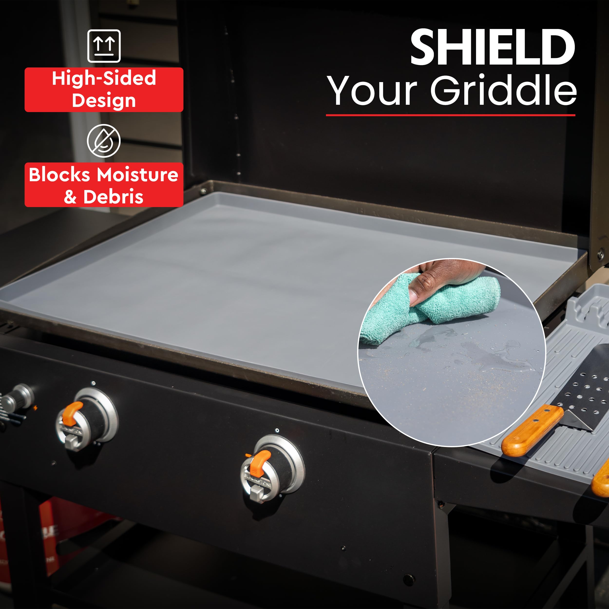 Silikon-Grillmatte Für Blackstone 91 Cm – Inkl. 2 Spatel & Ablage, Schützt Vor Rost, Schmutz & Wetter
