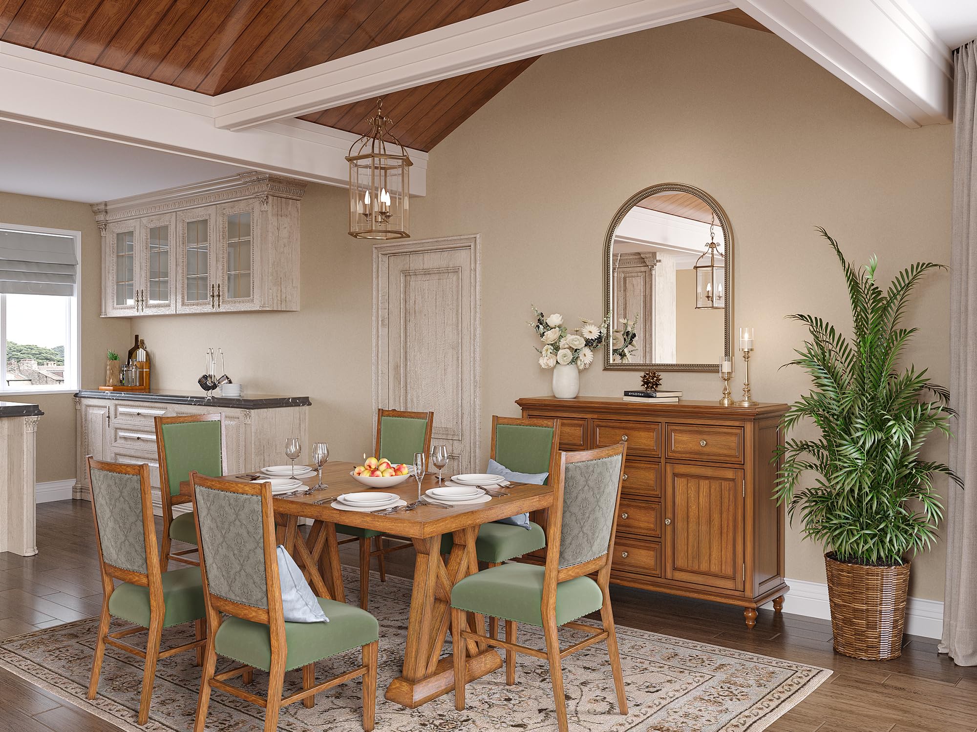 Besdomus Espejo Clásico Dorado Arqueado: 40 X 30 Pulgadas, Espejo Grande Dorado Antiguo Montado En La Pared, Decoración Tradicional Barroco Para Entrada, Chimenea, Baño, Pasillo, Decoración Del Hogar