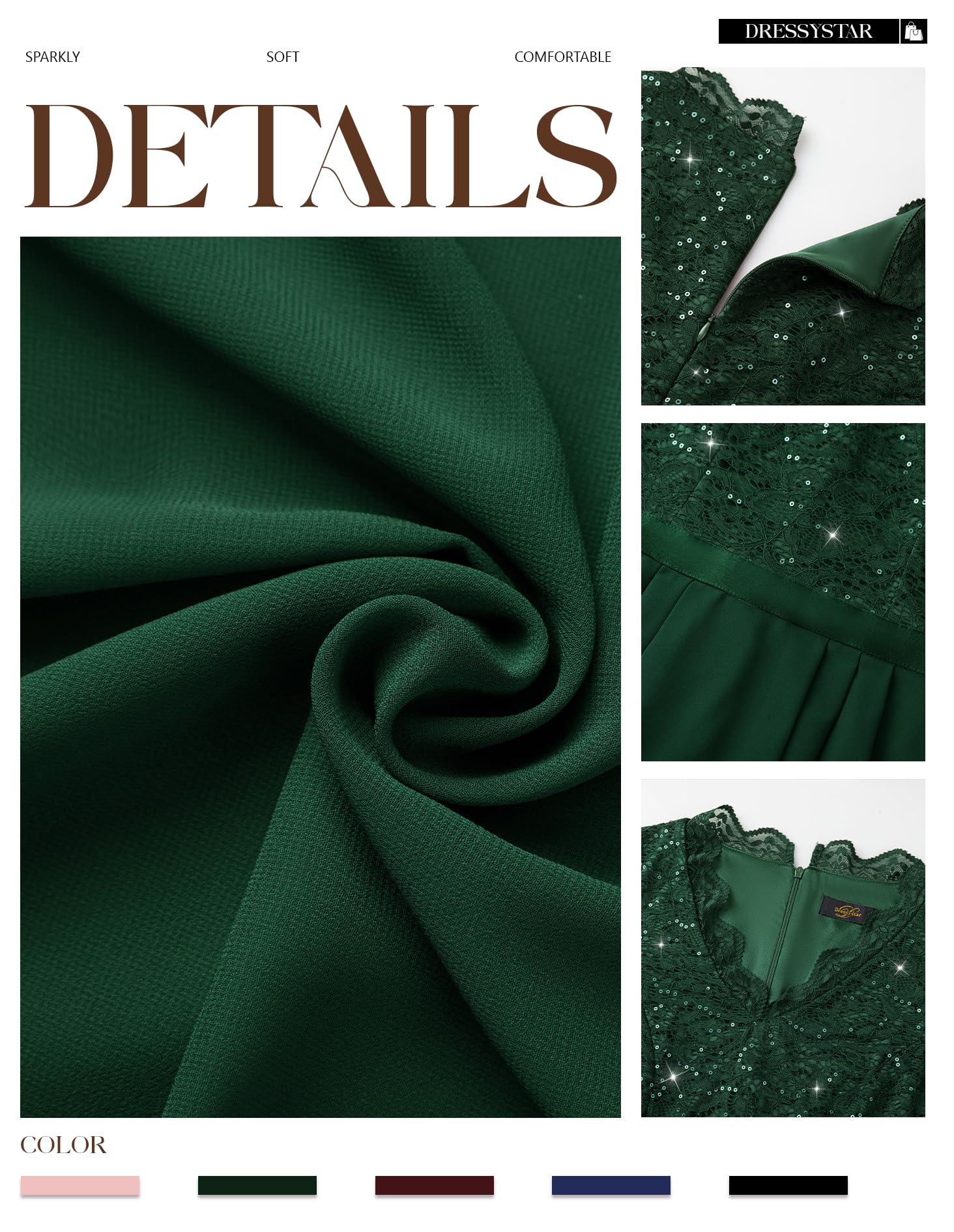 Pailletten Cocktailkleid Damen Elegant Knielang Glitzerkleid Chiffon Kleider Hochzeitskleider