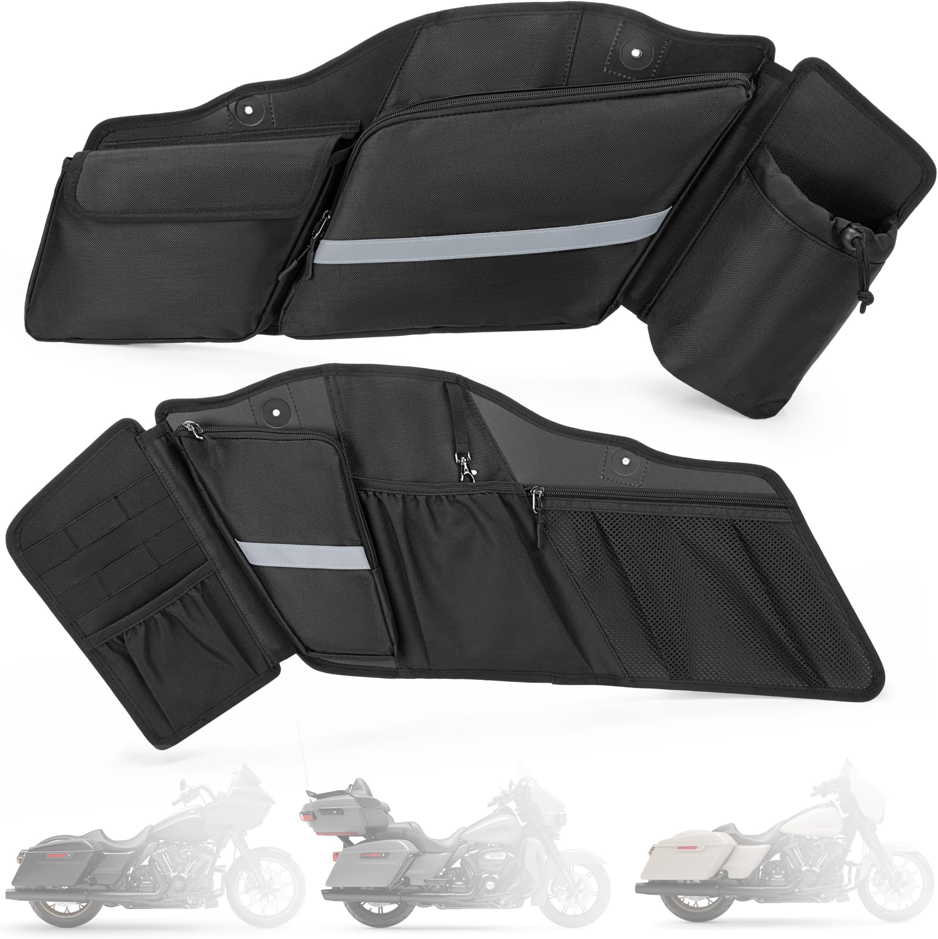 Motorcycle Saddlebag Organizer, Saddlebag Liners Side Bag Compatible with Touring Models 2014-2025 Street Glide Road Glide Road King Electra Glide, Saddlebag Tool Storage Organizer, 2 Packs
