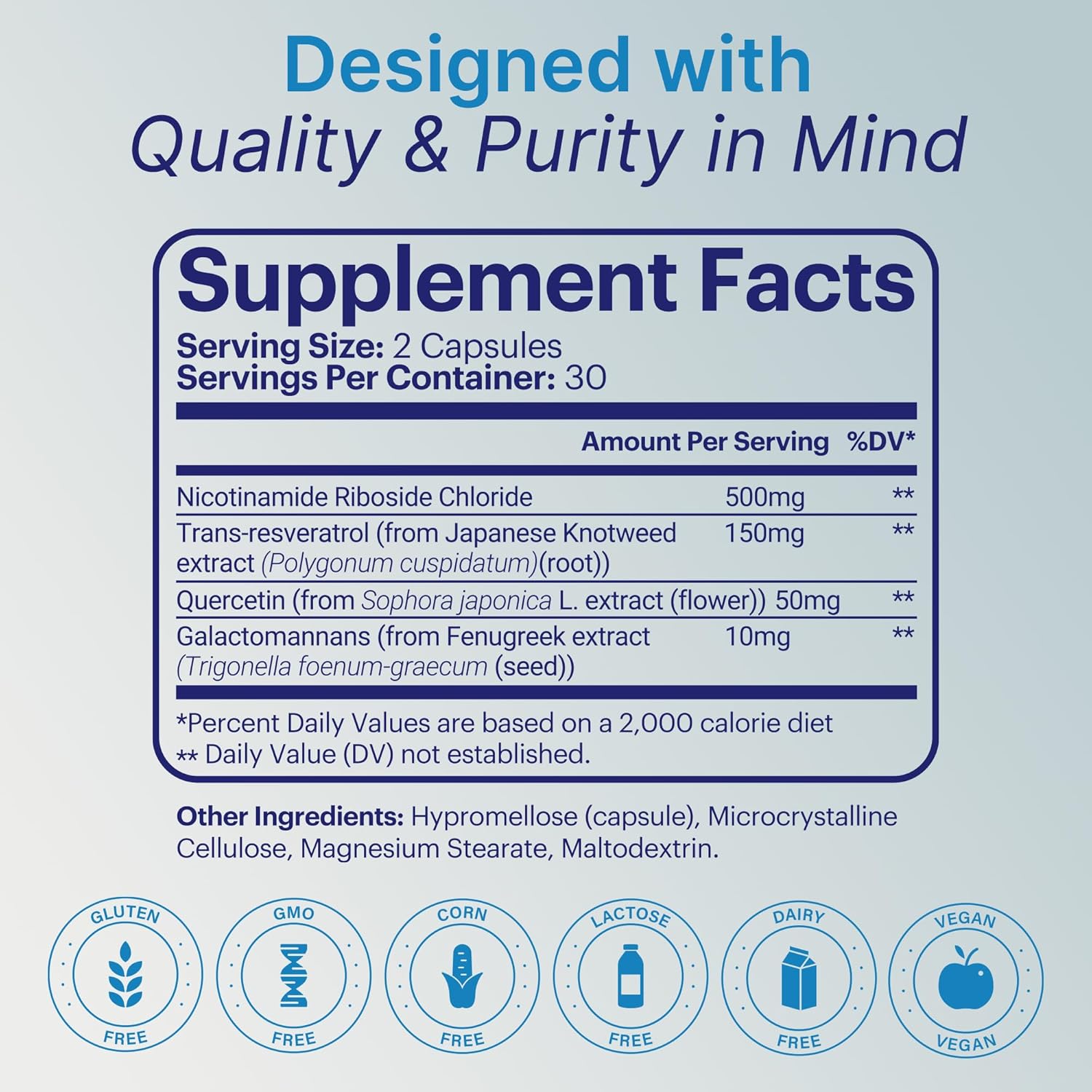 NAD Resveratrol Supplement | 710mg for Cellular Energy & Support | NAD Supplement Promote Overall Wellness & Vitality | 60 Capsules (30 Servings) for Men & Women