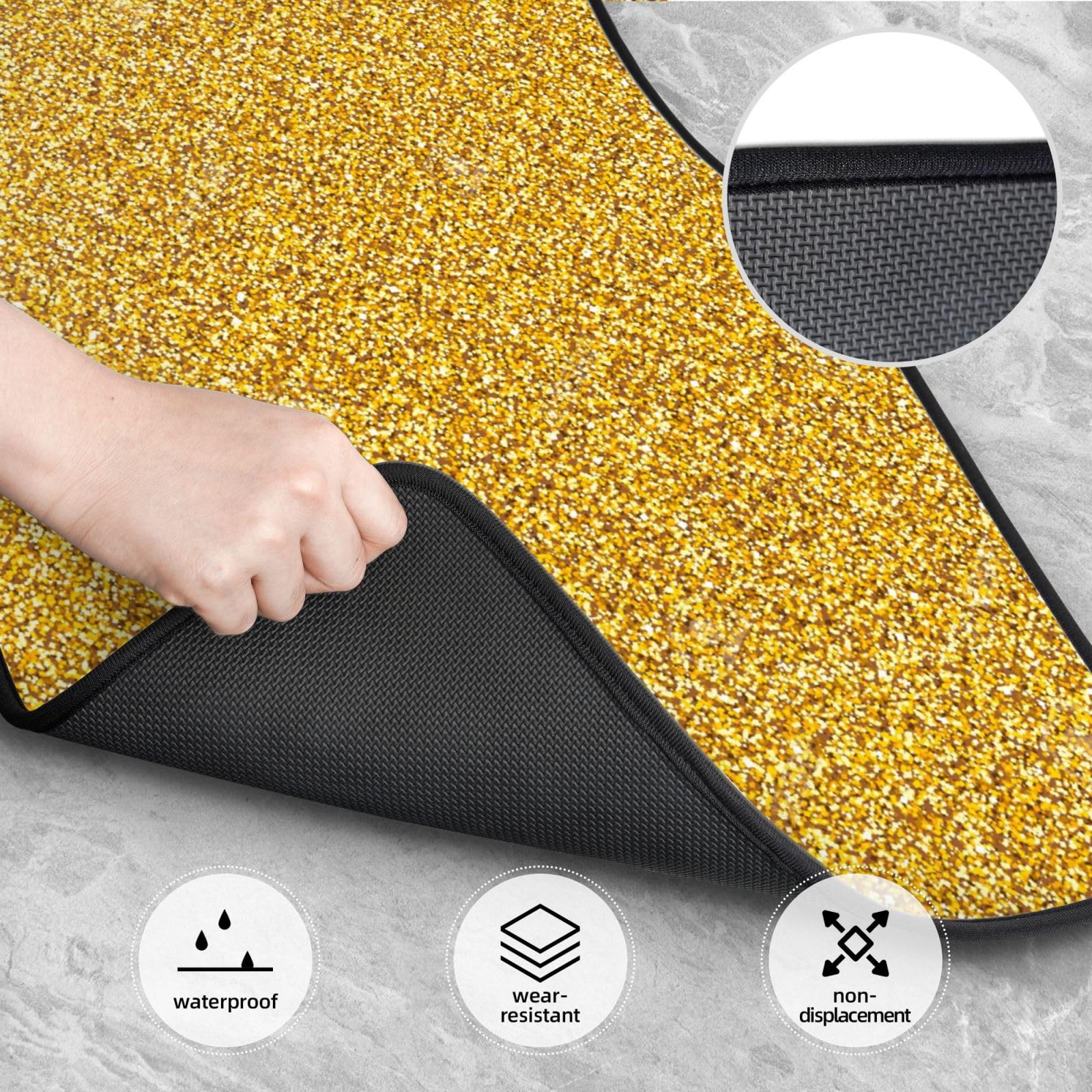 Goldene Glitzertextur, 4er-Set Auto-Fußmatten, Neopren-Fußmatten für Fahrzeuge, rutschfeste Auto-Fußmatten, Autozubehör