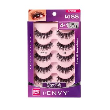 iENVY by KISS So Wispy Eyelashes 5 Pair Multi Pack KPEM65 1 Pack Natural Wispy Style Made with Natural Hair