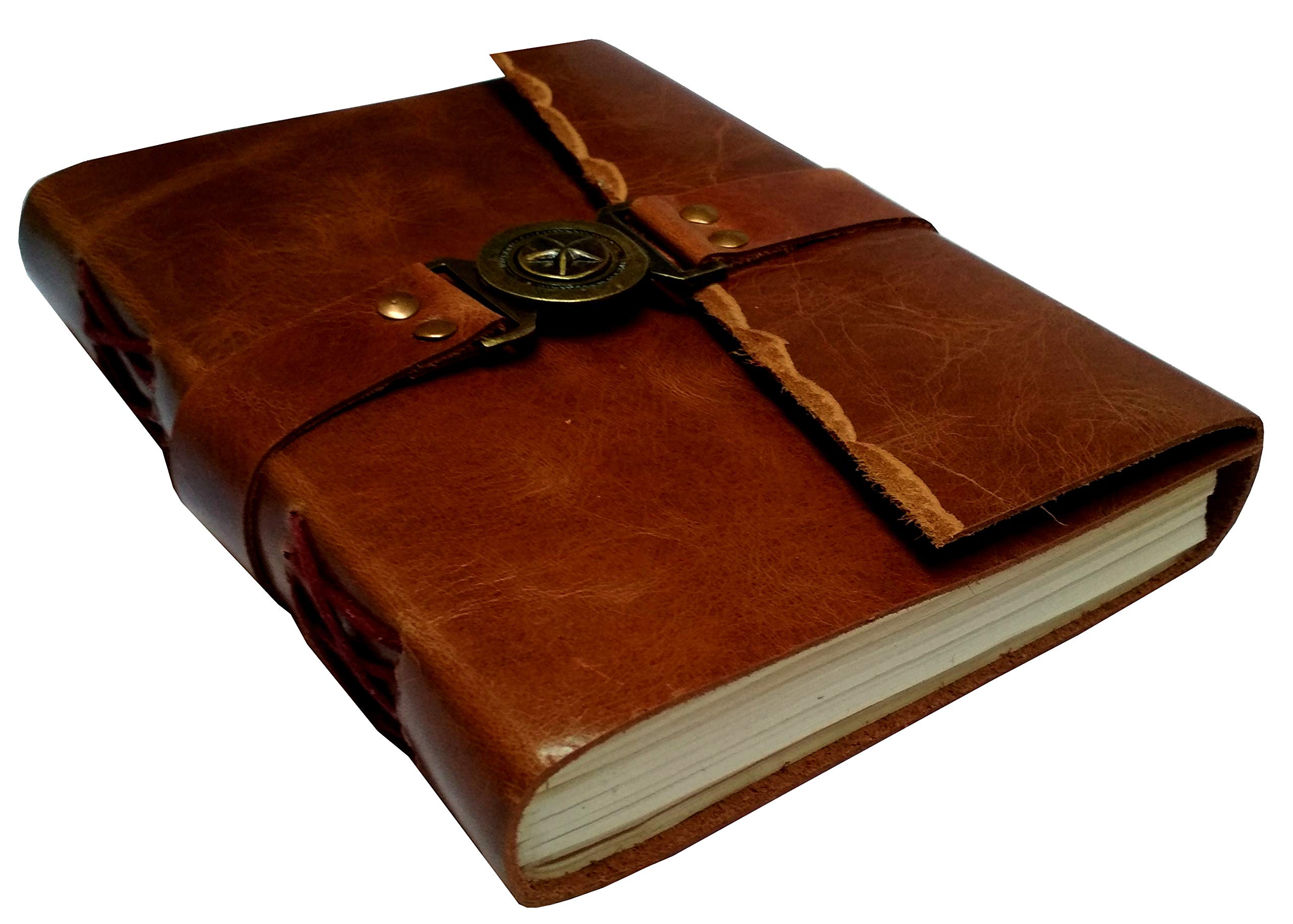Purpledip Leather Diary 'Lucky Star': Handmade Paper Journal for Corporate Gift or Personal Memoir (11690)