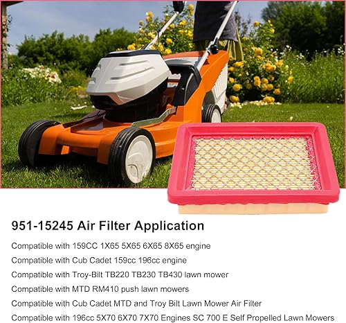 Miniatura 4 de 5 filtros de aire 951-15245 aptos para MTD 751-15245 Cub Cadet 490-200-M065, para Craftsman, MTD, C-Cadet 159cc 1X65 5X65 6X65 8X65 8X65 SC 700 E
