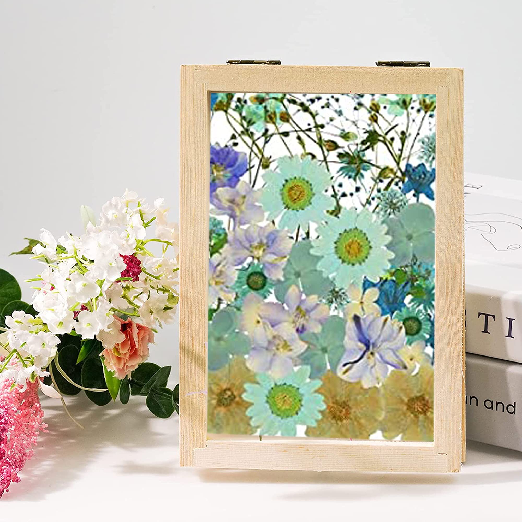 Cayway 8 Pacchetto Set fai da te in carta con fiori secchi, Stampo per Carta in Legno Cornice in Legno per La Fbbricazione Della Carta, Fiori Secchi, Sostituisci il Panno a Rete per Fai da