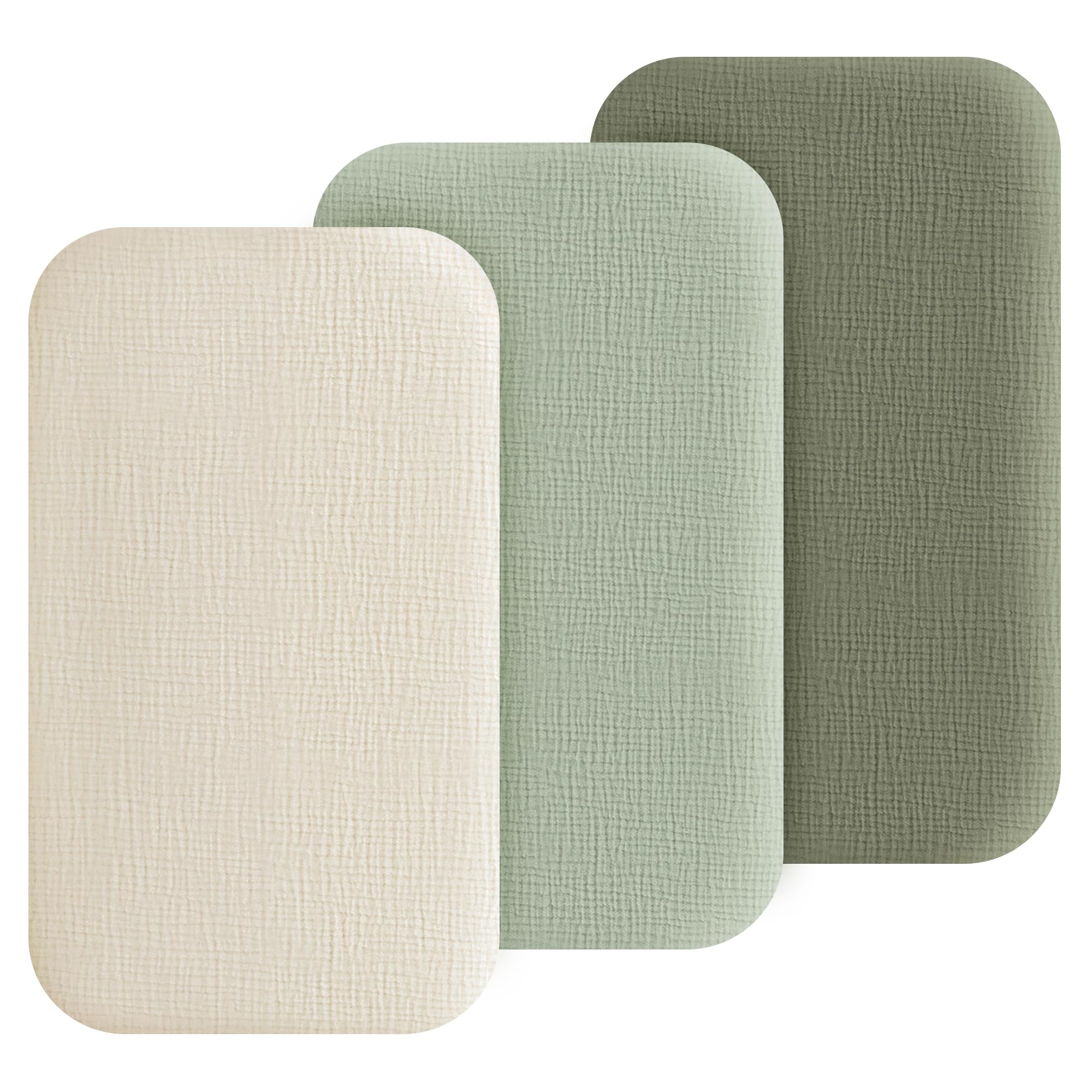 3 Pack Cotton Muslin Baby Bassinet Fitted Sheet for Bedside Sleeper