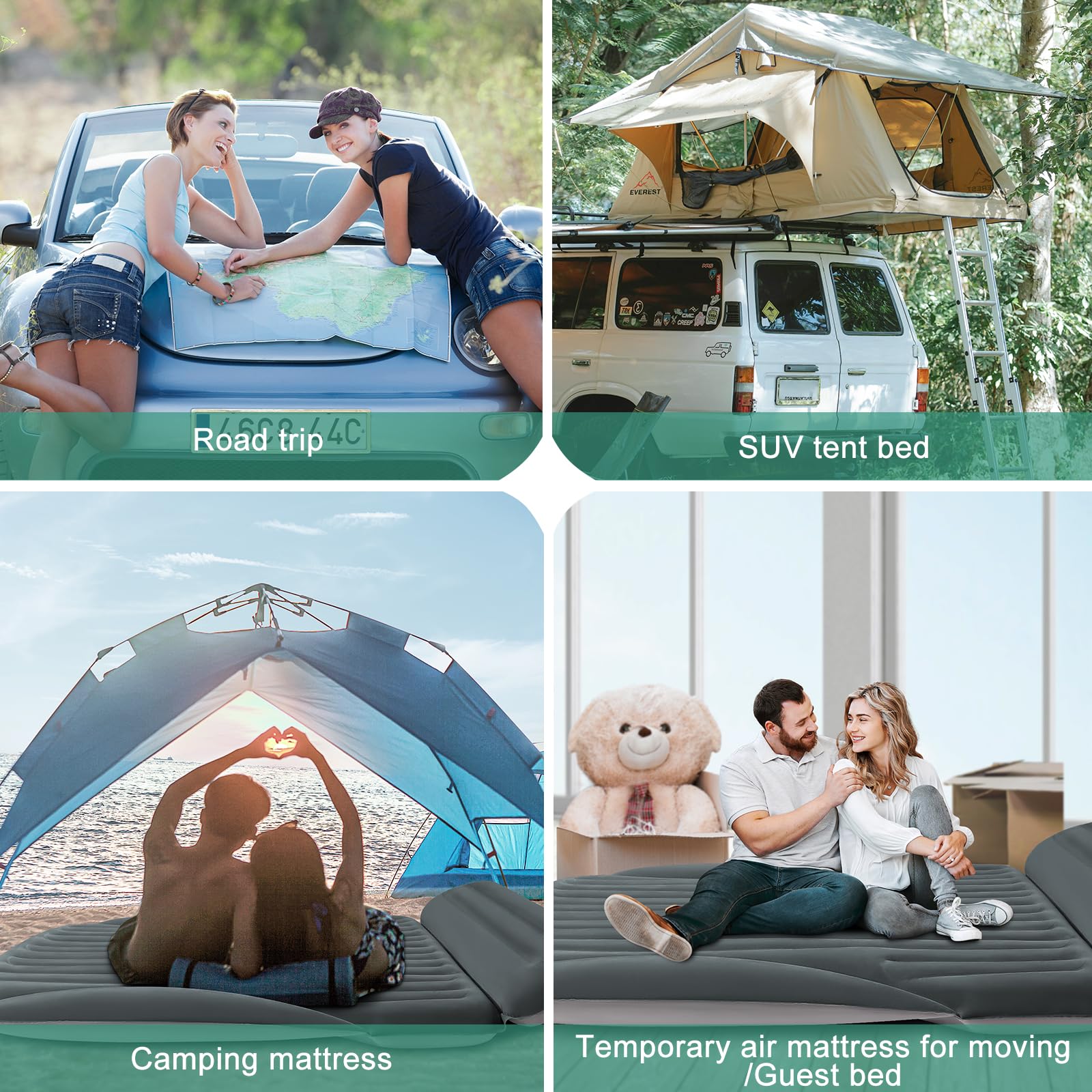 Ciremiv Materasso per auto con il più completo accessorio per il sonno, a prova di perdite, comodo e durevole, materasso ad aria con pompa ad aria, per SUV Minivan MPV Road Trip