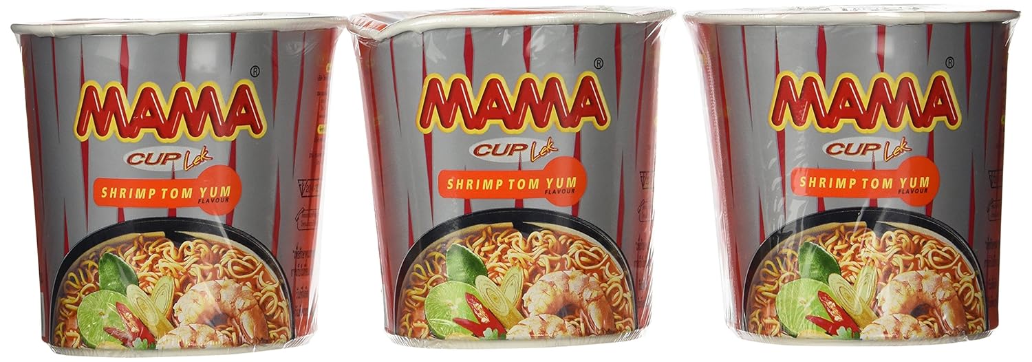 Mama Instant Cup Noodles Tom Yum Shrimp Flavor Thai Original Spicy Net Wt 42 G (1.48 Oz) X 9 Cups