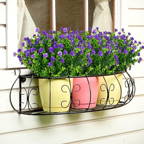 Miniatura 2 de BLEUM CADE 5 paquetes de flores artificiales para exteriores en macetas, resistentes a los rayos UV y a la decoloración, plantas falsas para