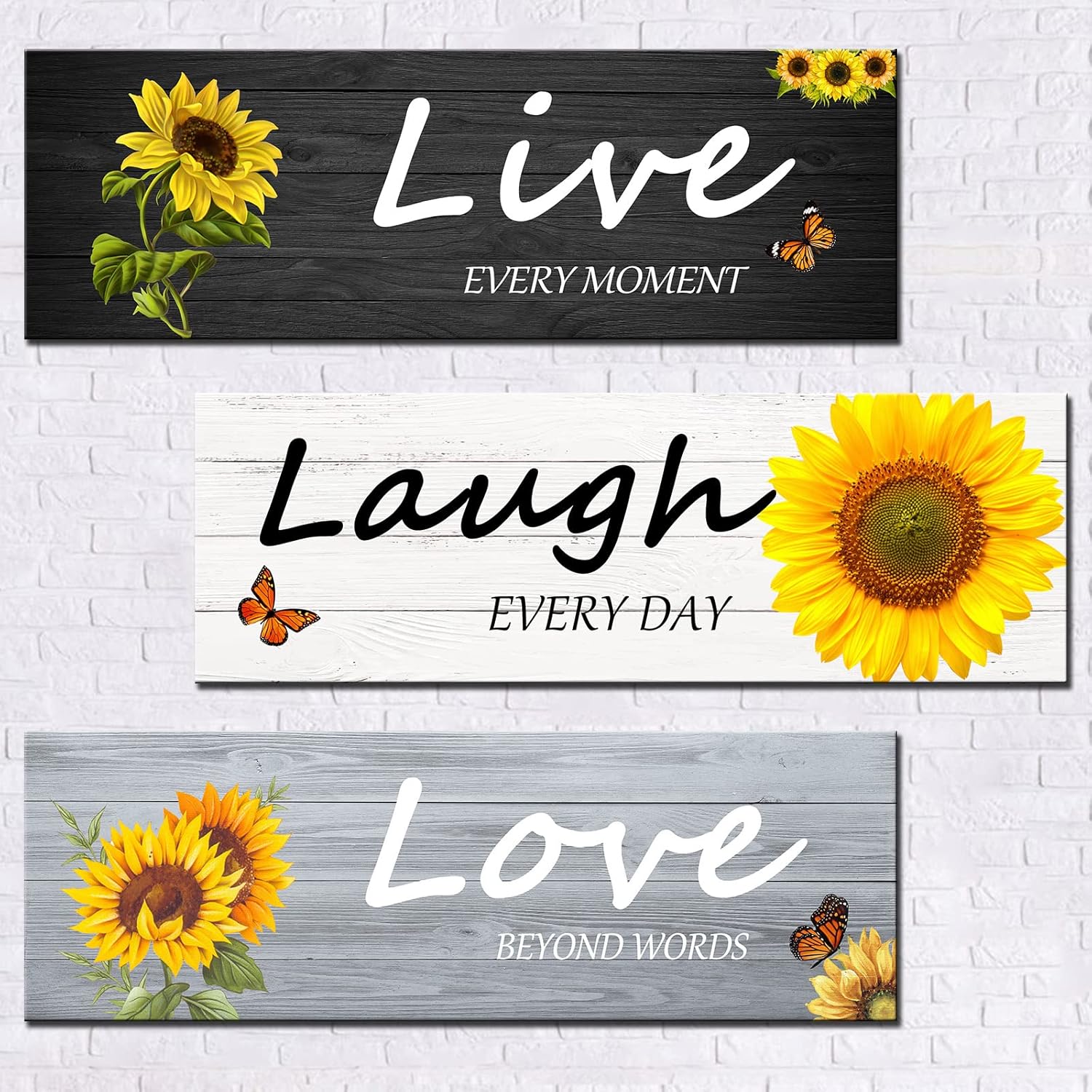 3 Pieces Farmhouse Wall Decor Live Laugh Love Wall Art Wooden