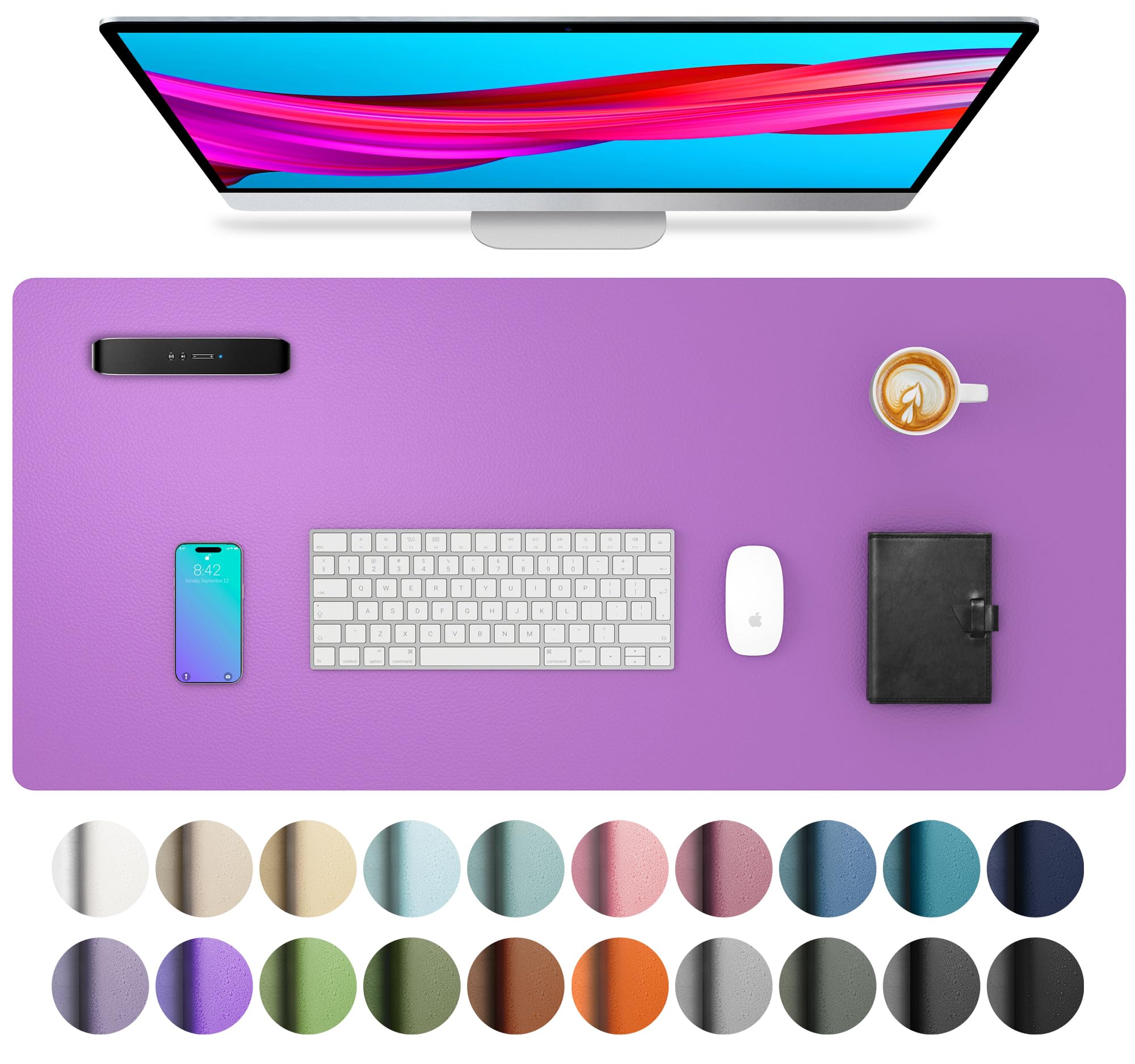 Aothia Leather Desk Pad Protector, Mouse Pad, Office Desk Mat, Non-Slip PU Leather Desk Blotter, Laptop Desk Pad, Waterproof Desk Writing Pad for